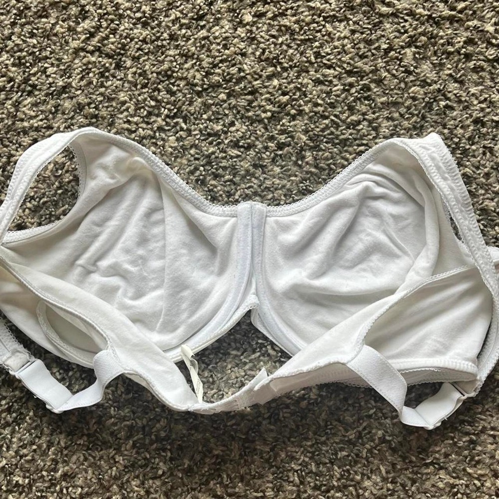Bali 3850 White Cotton Underwire Bra Scalloped Trim 42D - Picture 5 of 6